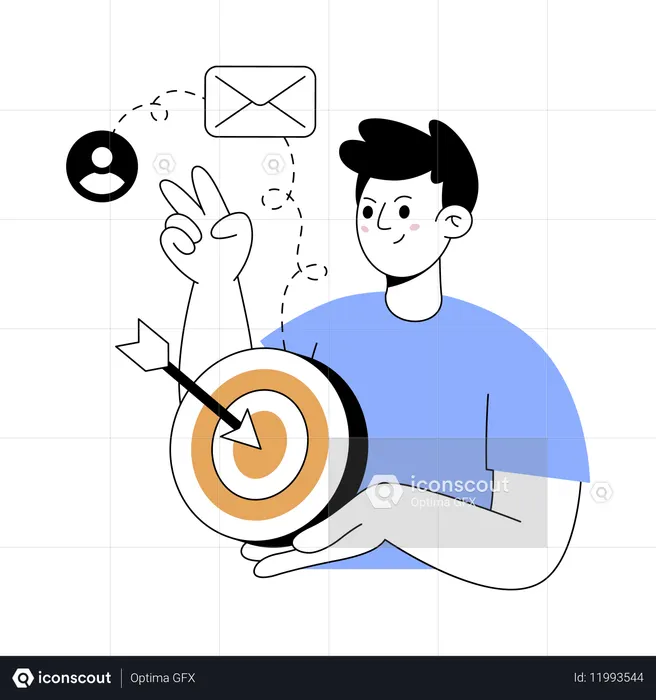 Man working on marketing plans  Illustration
