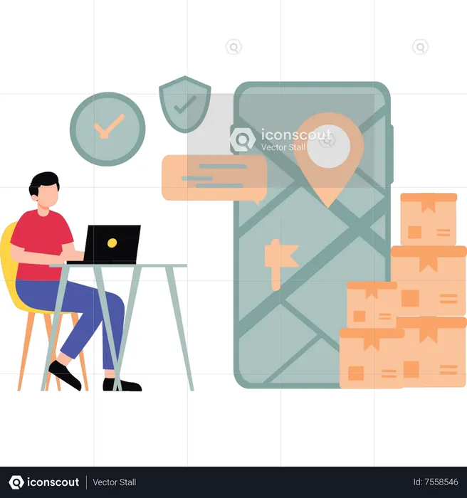Man working on product delivery  Illustration