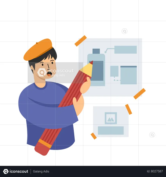 Man working on product Designing  Illustration