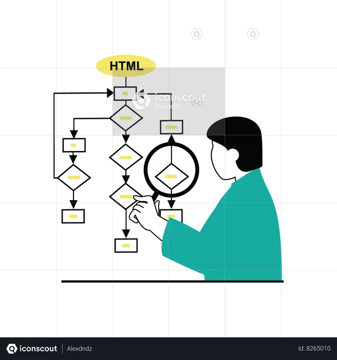 Man working on Programming algorithms  Illustration