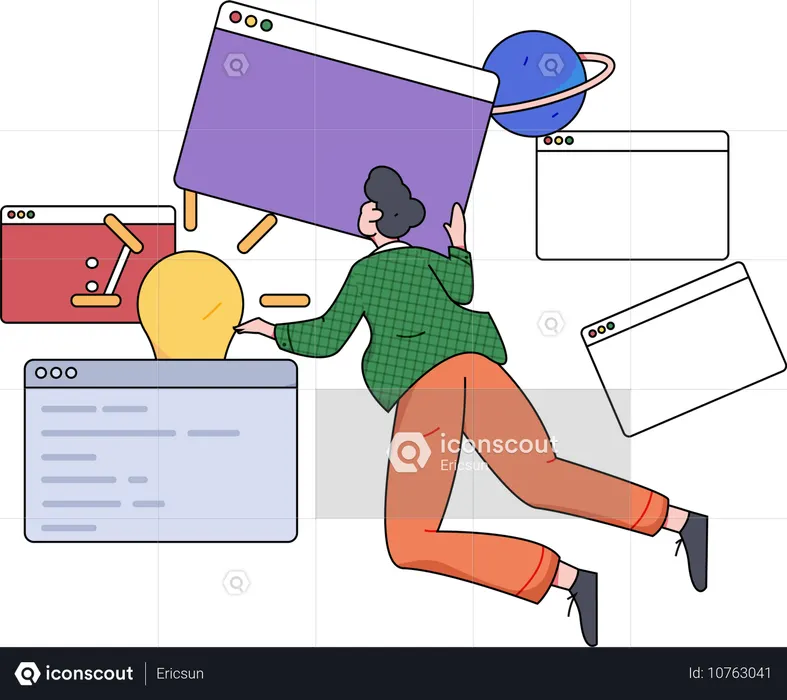 Man working on programming idea  Illustration