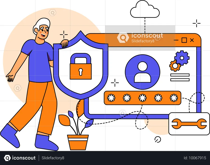 Man working on SaasBased Application Security  Illustration