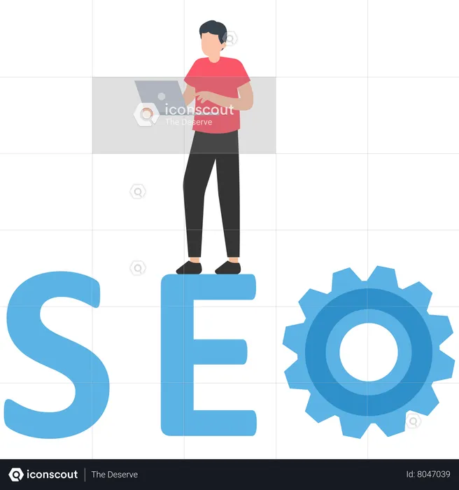 Man working on Search engine optimization  Illustration