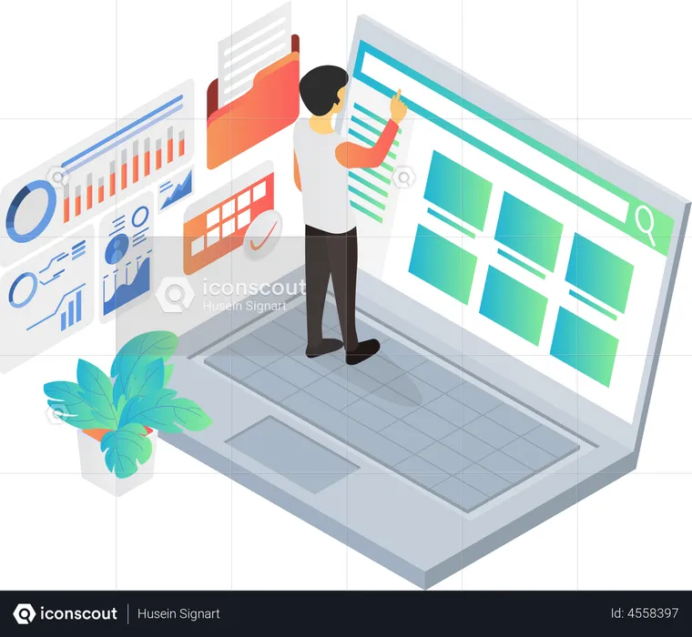 Man working on Search Engine Optimization  Illustration