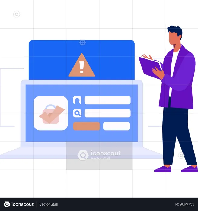 Man working on security on account  Illustration