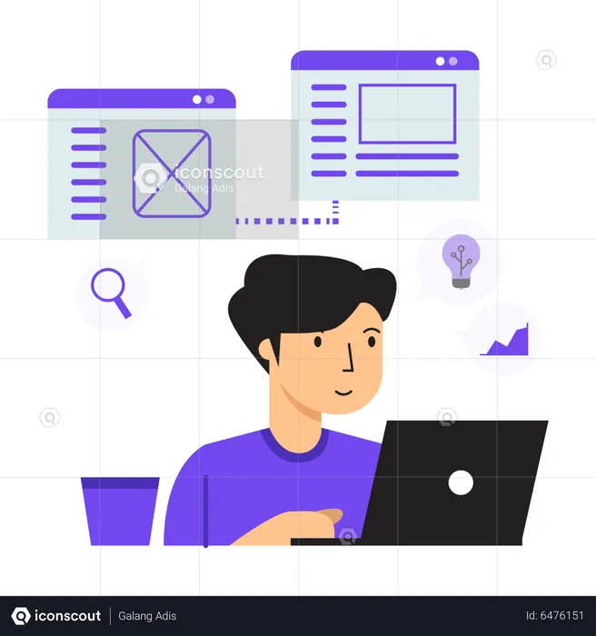 Man working on SEO Website  Illustration