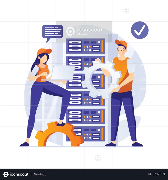 Man working on Server Maintenance  Illustration