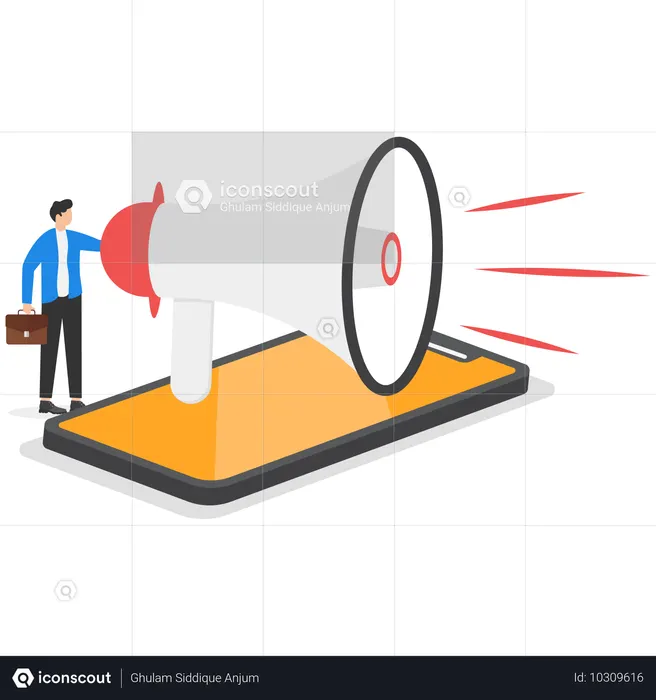 Man working on shopping promotion  Illustration