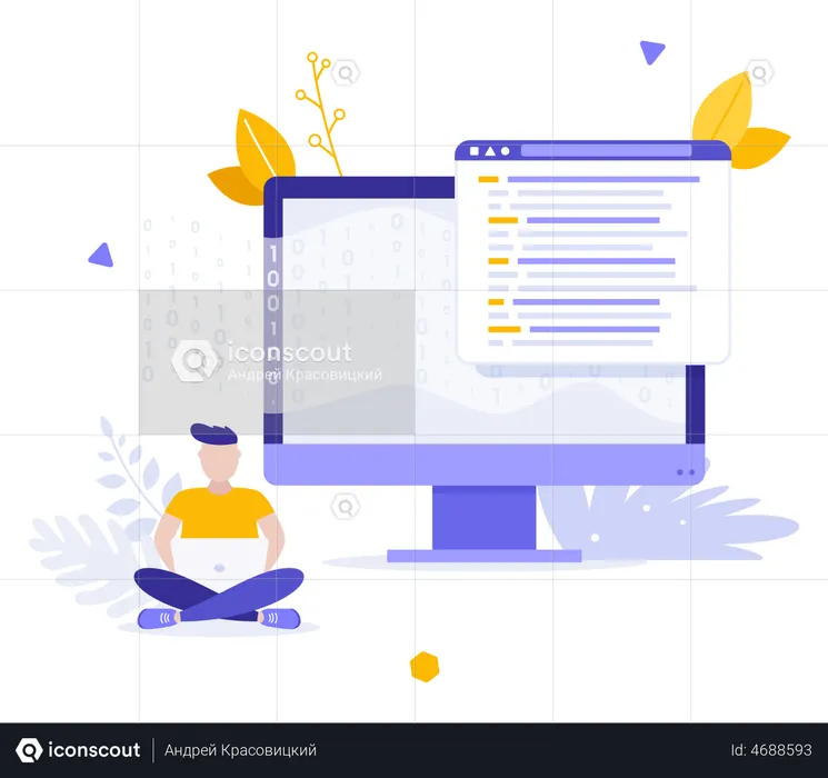 Man working on software development  Illustration