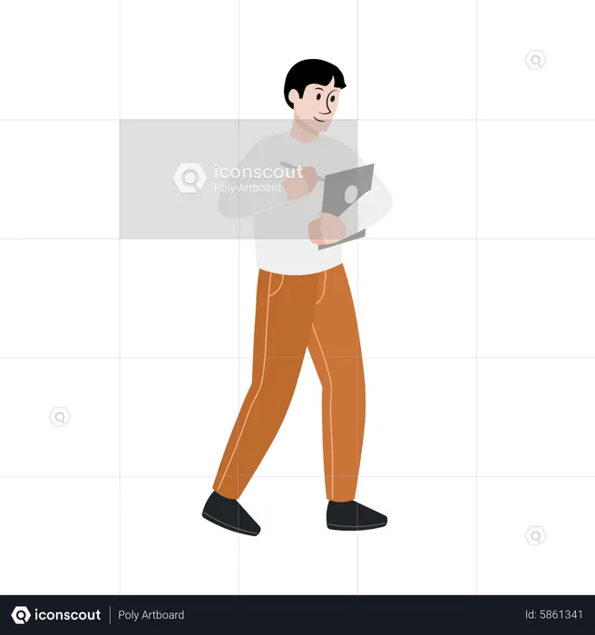 Man working on tablet  Illustration