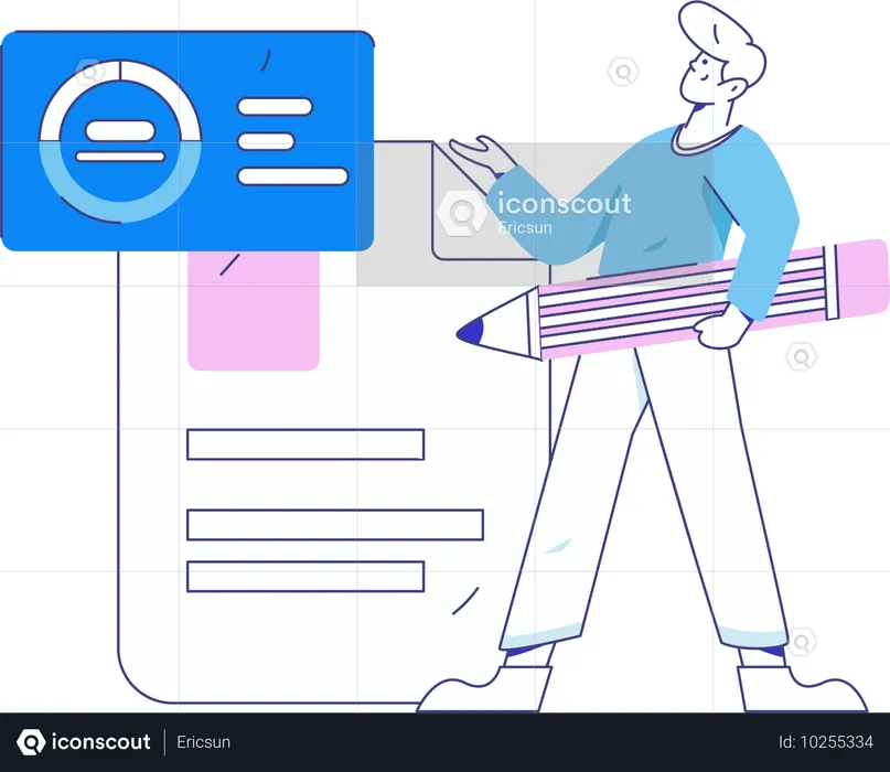 Man working on task  Illustration