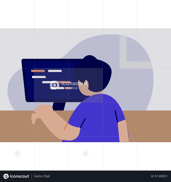 Man working on the monitor  Illustration