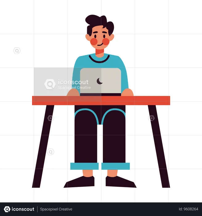 Man working on the table  Illustration