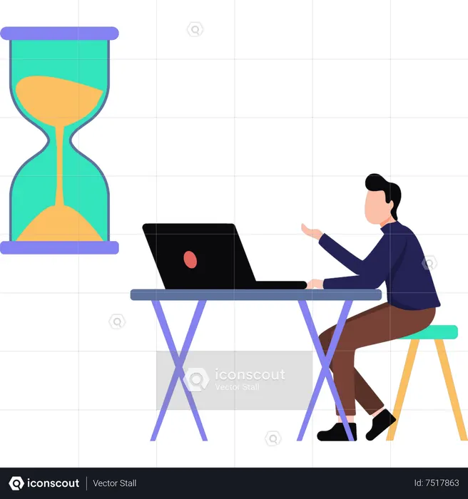 Man working on time  Illustration