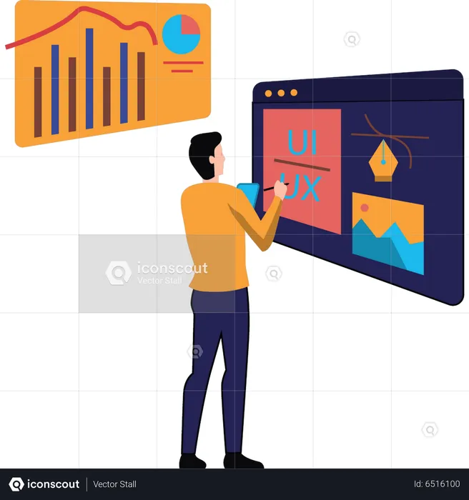 Man working on ui and ux  Illustration