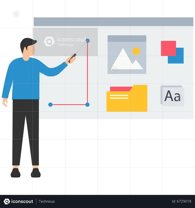 Man working on ui ux design project  Illustration