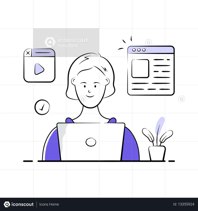 Man working on Video Tutorial  Illustration