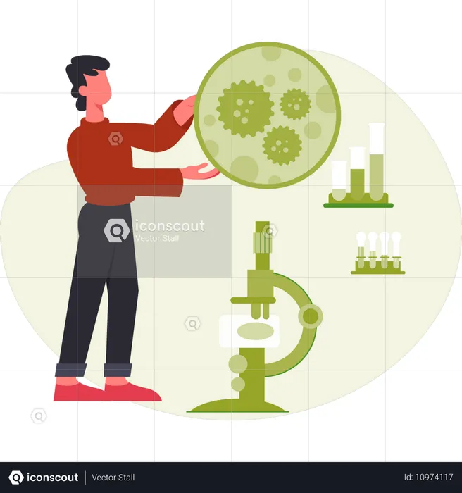 Man working on virus  Illustration