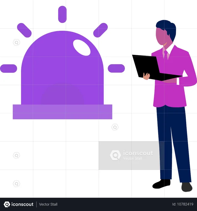 Man  working on warning alarm  Illustration