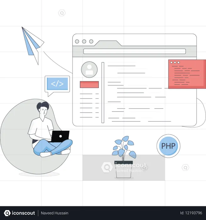 Man  working on web coding  Illustration