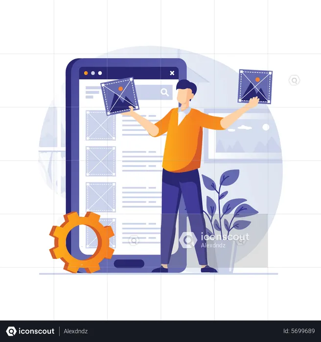 Man working on web design  Illustration