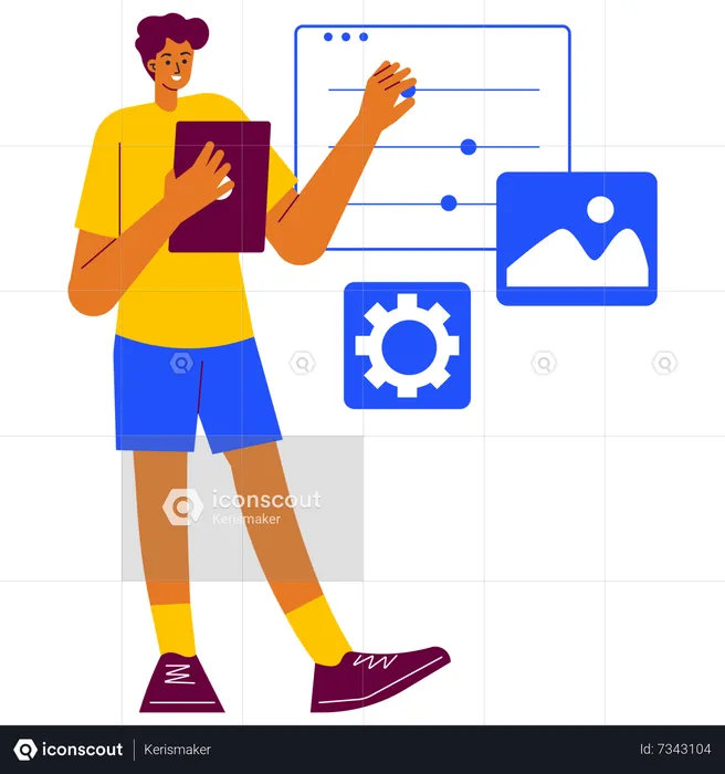 Man working on Web development service  Illustration