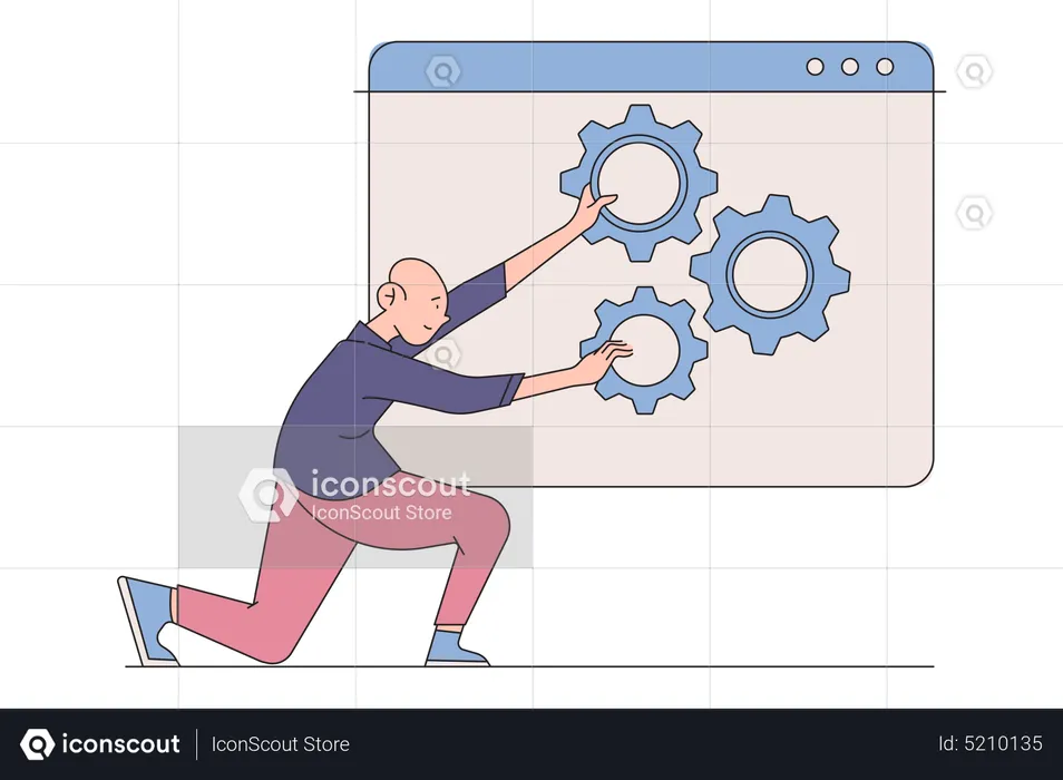 Man working on web maintenance  Illustration