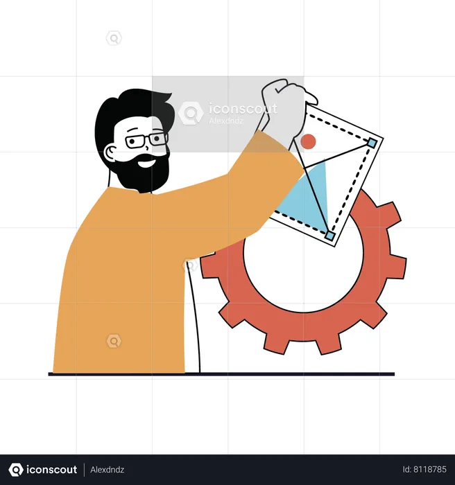 Man working on website development  Illustration