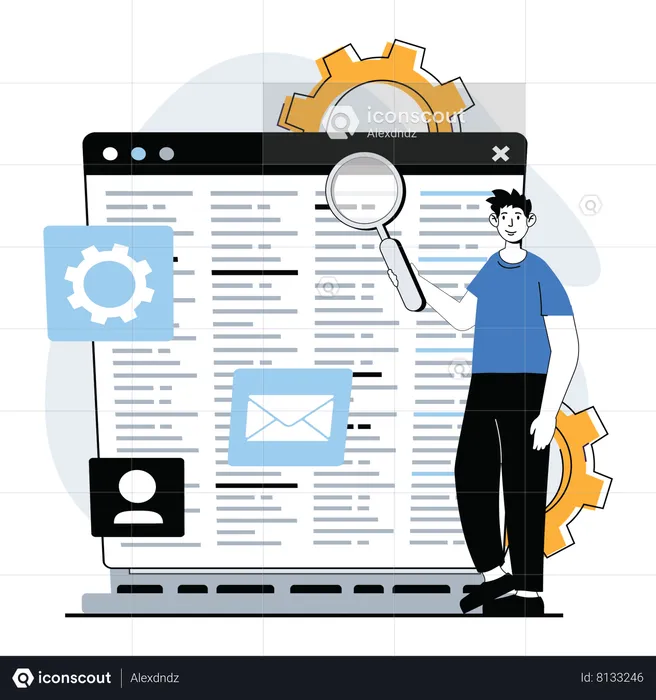 Man working on website development  Illustration