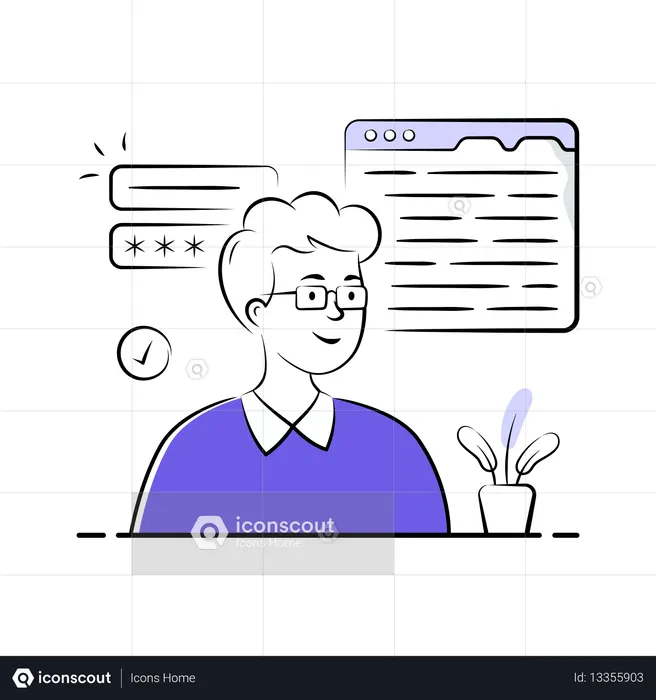 Man working on Website Layout  Illustration