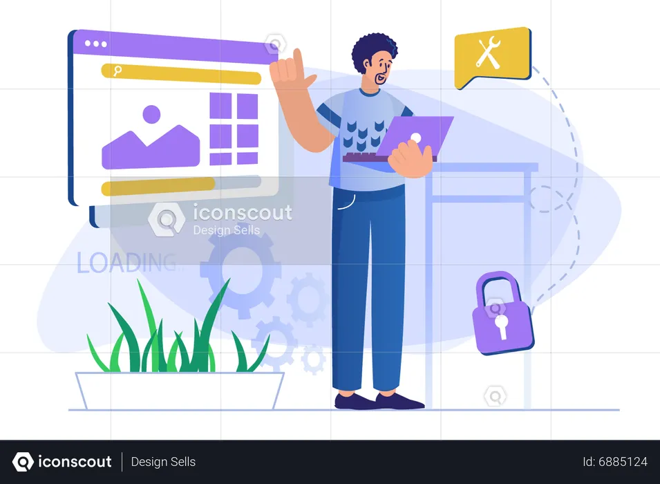 Man working on website maintenance  Illustration