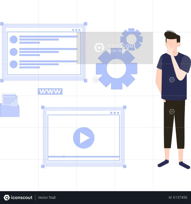Man working on website management  Illustration