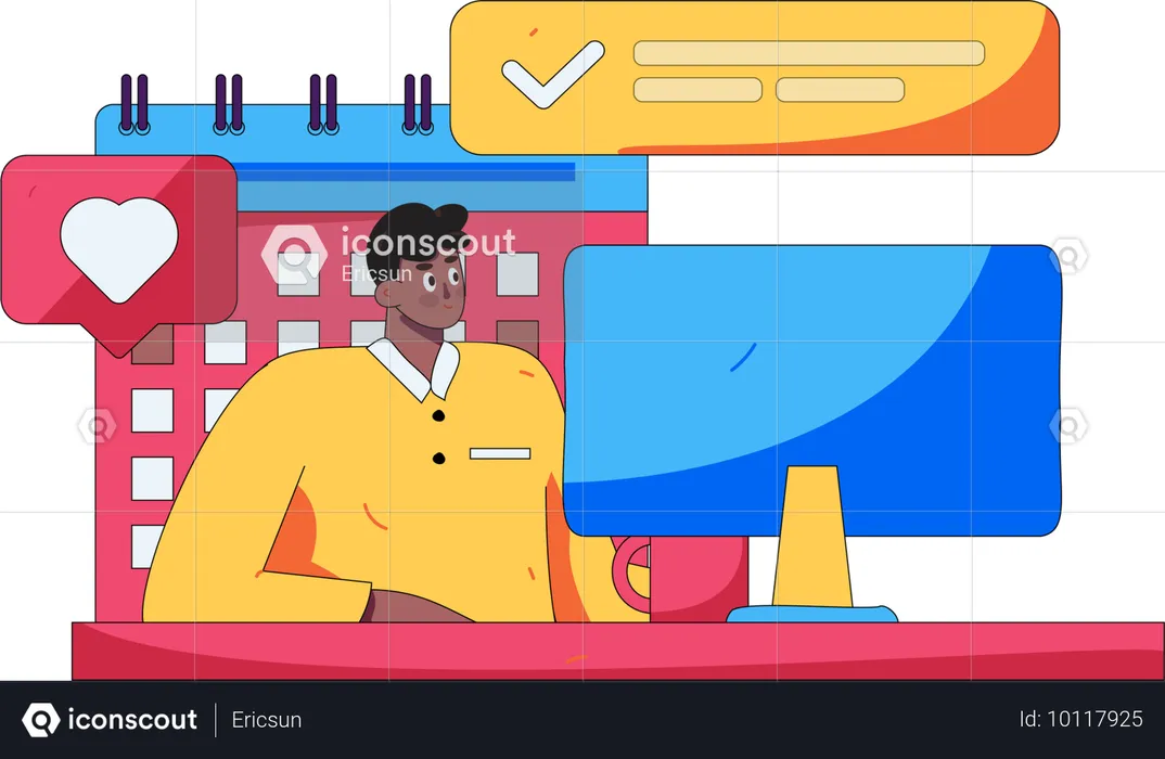 Man working online  Illustration