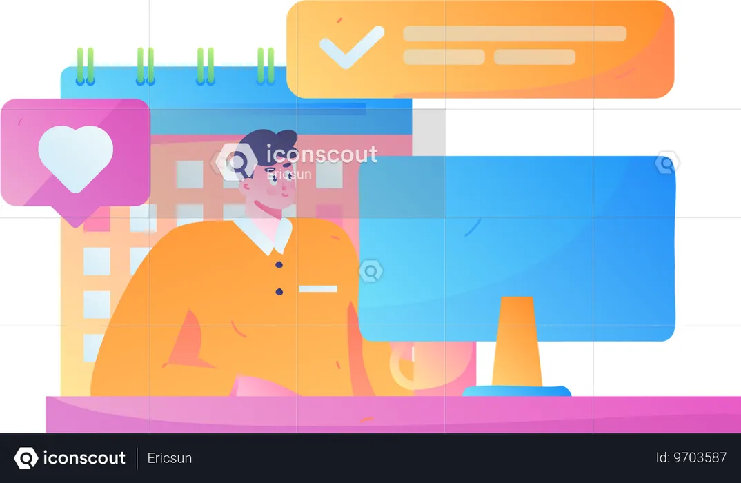 Man working online  Illustration