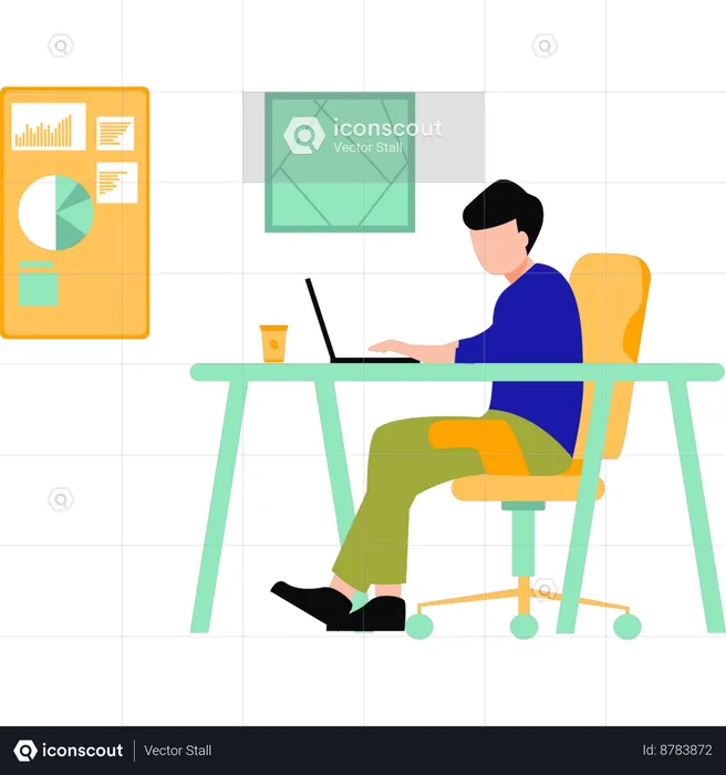 Man Working Online  Illustration