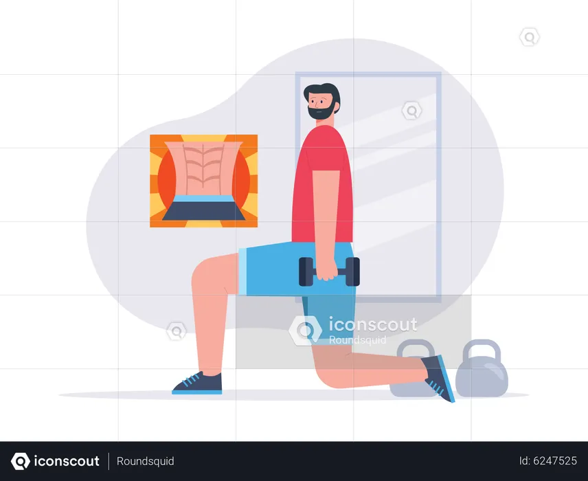 Man working out for six pack abs  Illustration