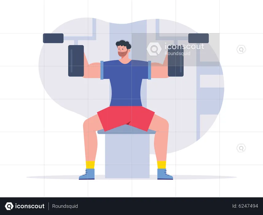 Man working out using arm machine  Illustration