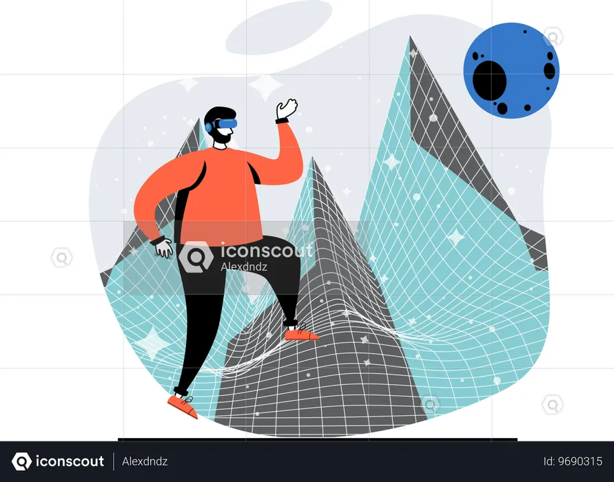 Man working using Metaverse  Illustration