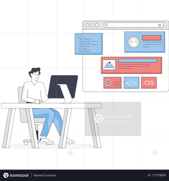 Man  working web deveoper  Illustration