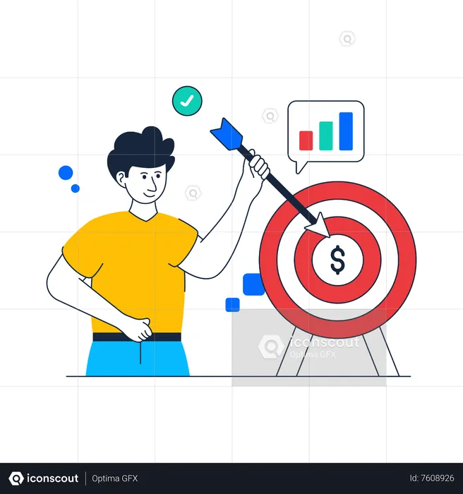 Man working with Business Goal  Illustration