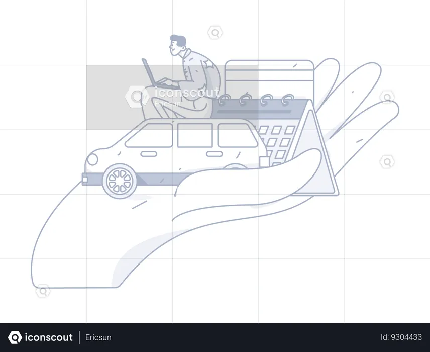 Man working with business planning on laptop  Illustration