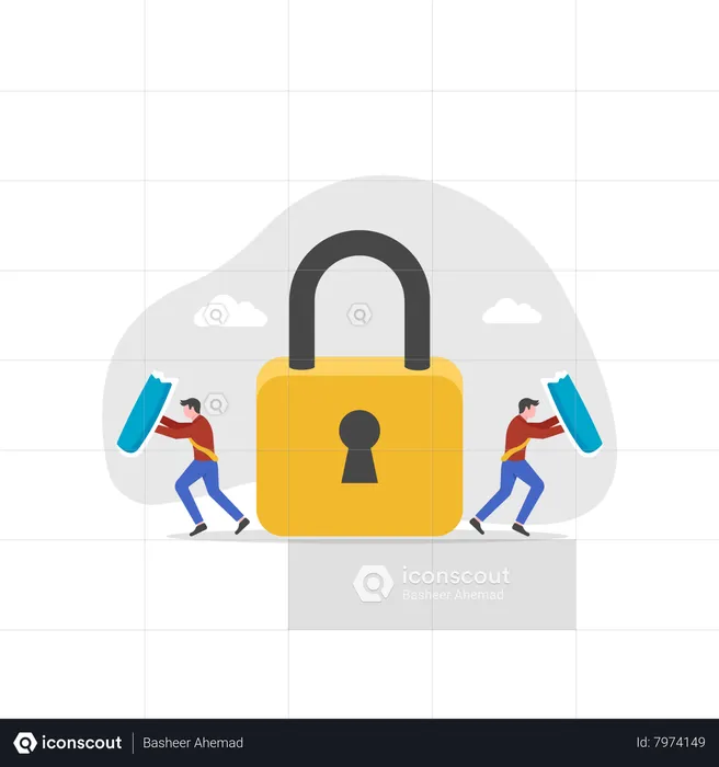 Man working with Data protection  Illustration