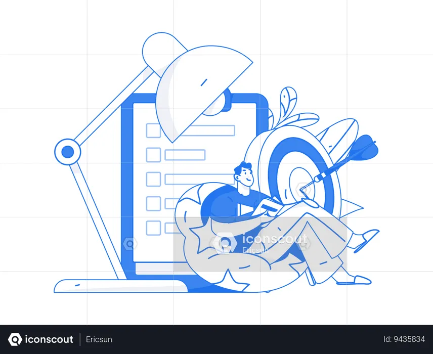 Man working with Education target  Illustration