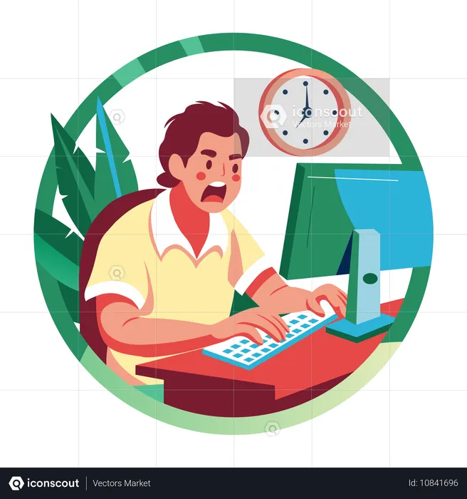 Man working with frustration  Illustration