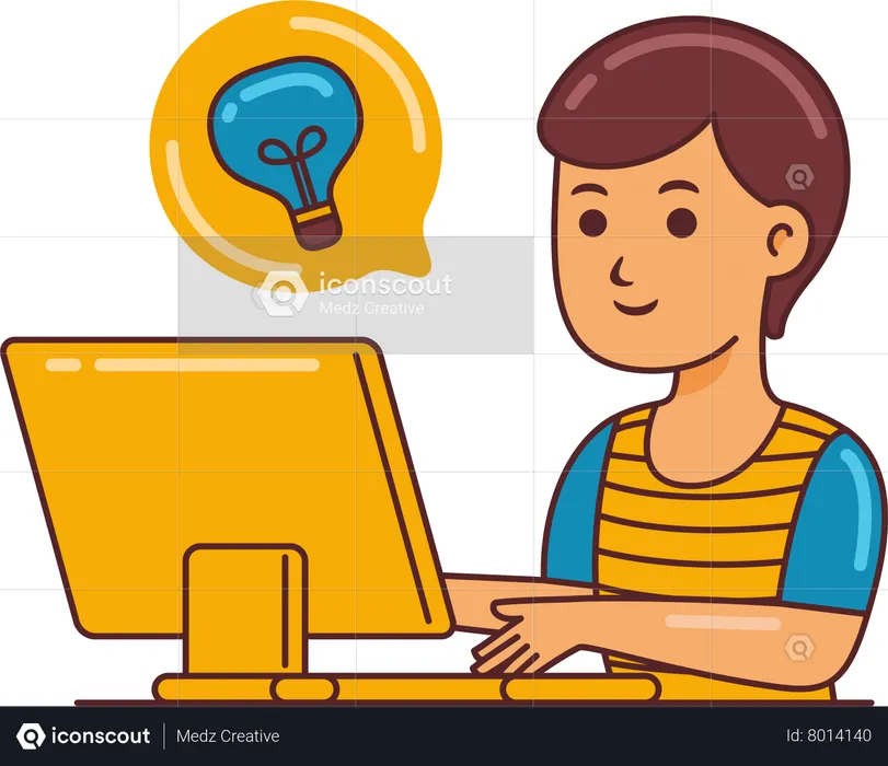 Man Working with idea  Illustration