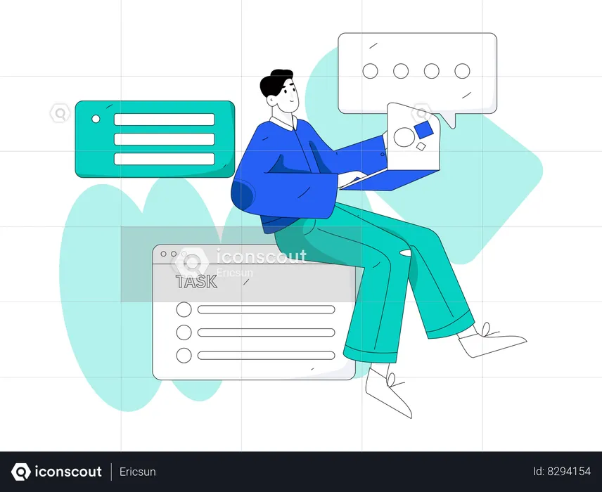 Man working with task schedule  Illustration