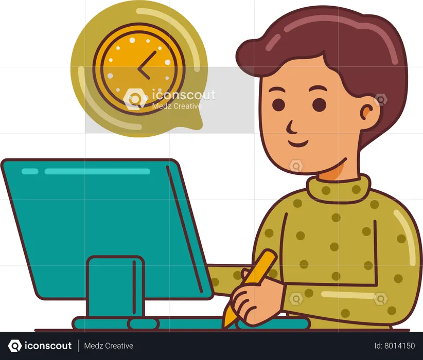 Man Working with time  Illustration