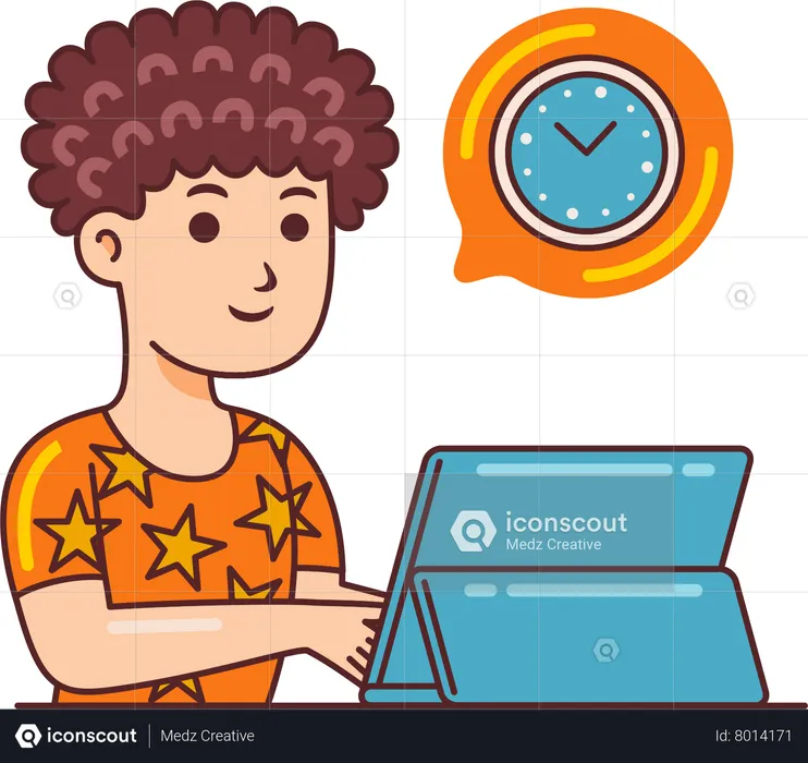 Man Working with Time  Illustration