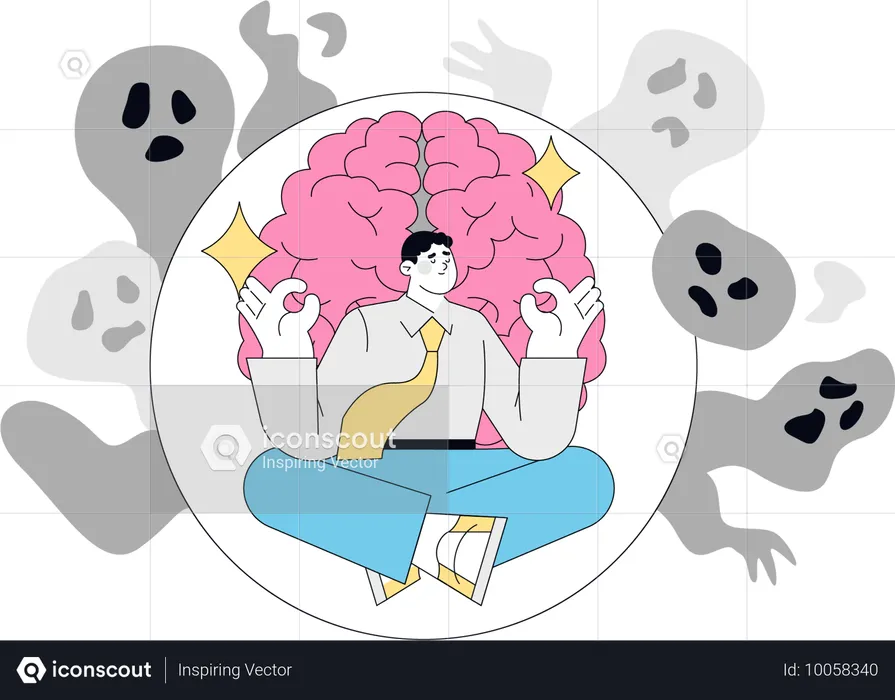 Man works on idea generation  Illustration