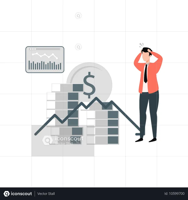 사업 손실을 걱정하는 남자  일러스트레이션